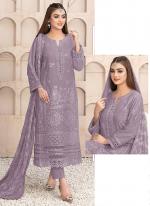 Faux Georgette Lilac Eid Wear Embroidery Work Pakistani Suit